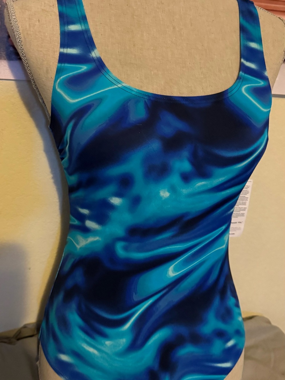 Lands' End Blue Teal Swirl One-Piece Swimsuit